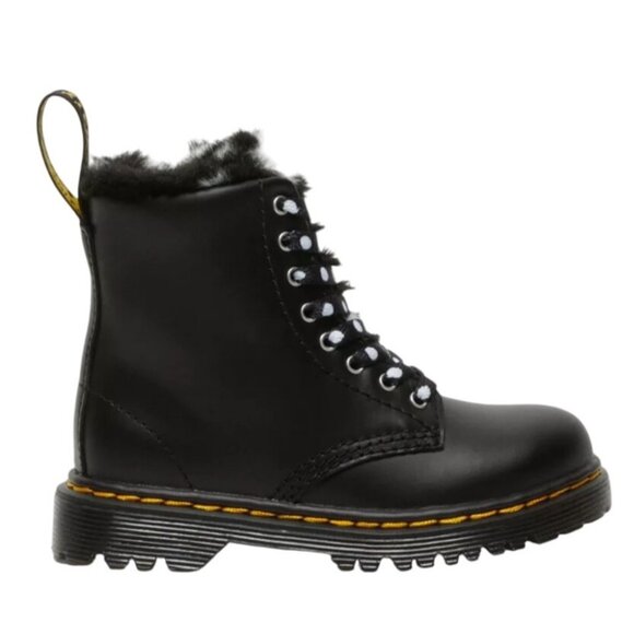 Dr. Martens Junior 1460 Serena Faux Fur Lined Leather Boots Black Girls 4 Wms 6 - Picture 9 of 12